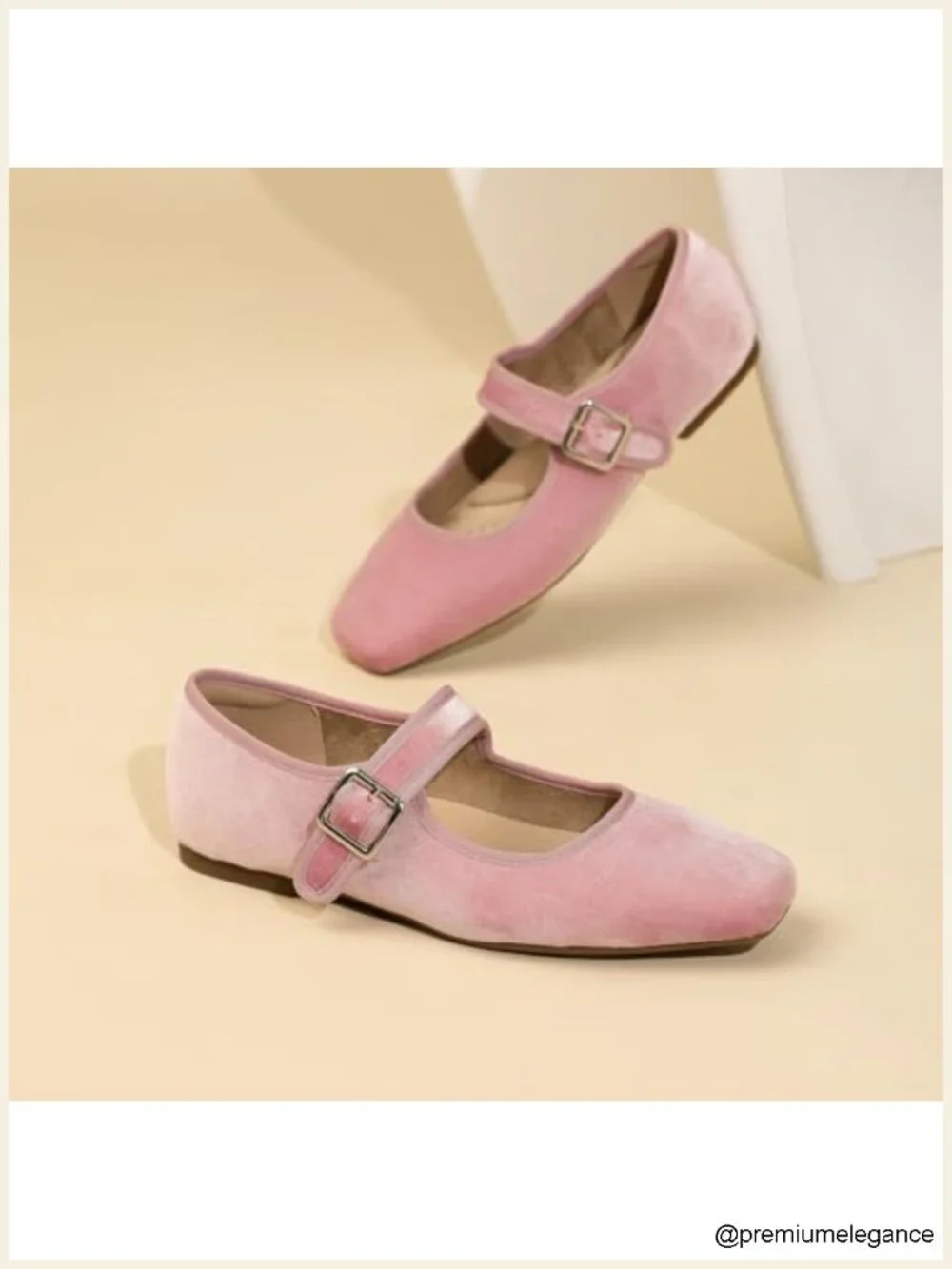 Women's Square Toe Ballet Flats - Faux Leather Mary Jane Shoes with Adjustable